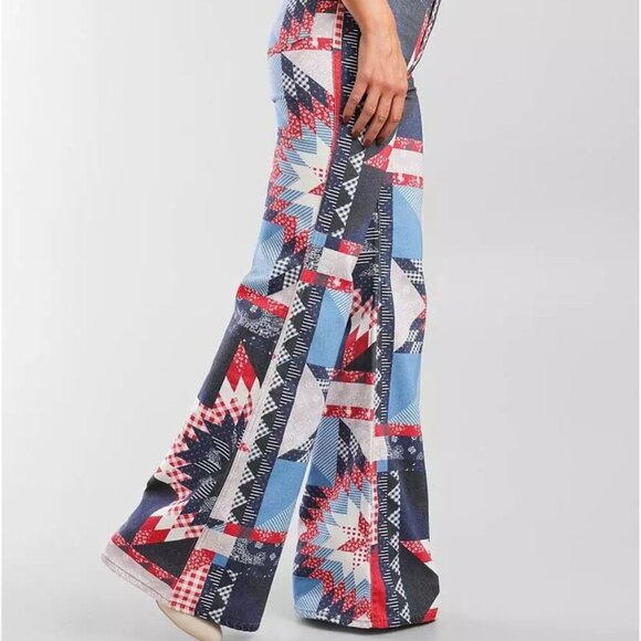 Wrangler Heritage Wanderer High Rise Flare 25/32 Patchwork Western Boho Jeans - Picture 2 of 9